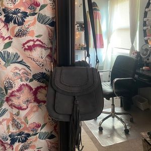 Franco Sarto Boho/Western Braided Saddle Bag with Tassel Detail